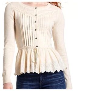 Leifnotes Drawn pleats Lace cardigan